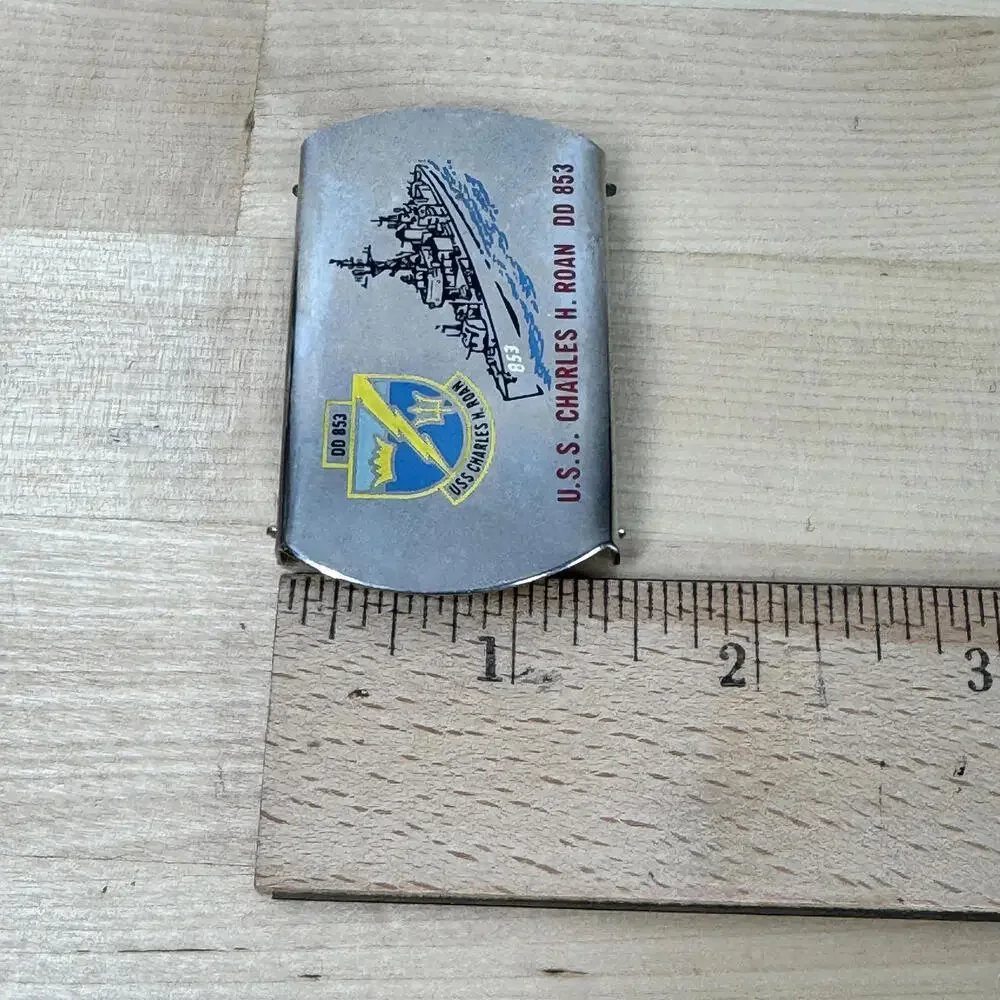 U.S.S. Charles H. Roan DD 853 Solid Brass‎ Belt Buckle RARE Vtg Navy Destroyer